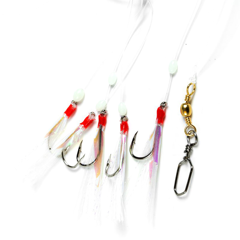 Fladen Feather Rig White with Flash and White Beads