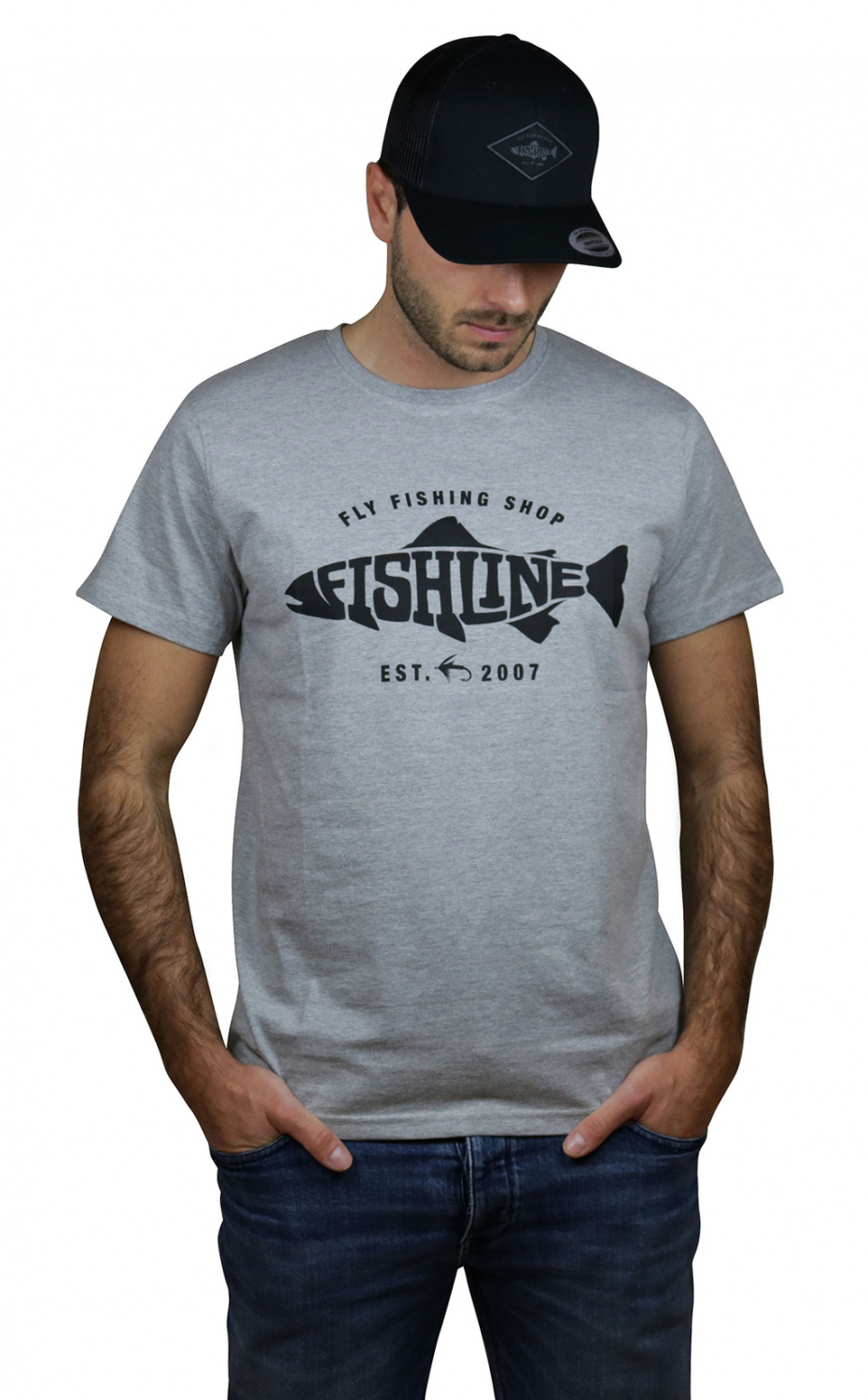 Fishline Fish Logo Men´s 100% Cotton Grey t-shirt